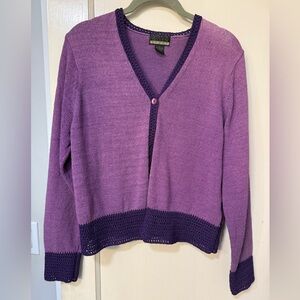 Sigrid Olsen Sport Beige Wheat Lightweight Single-button Cardigan Sweater  L